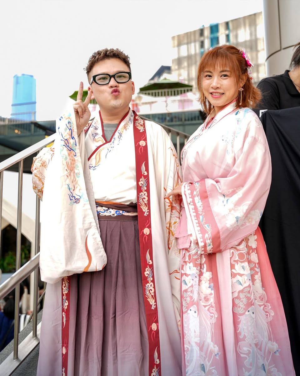 People dressed in traditional Hanfu attire at the Singles' Market