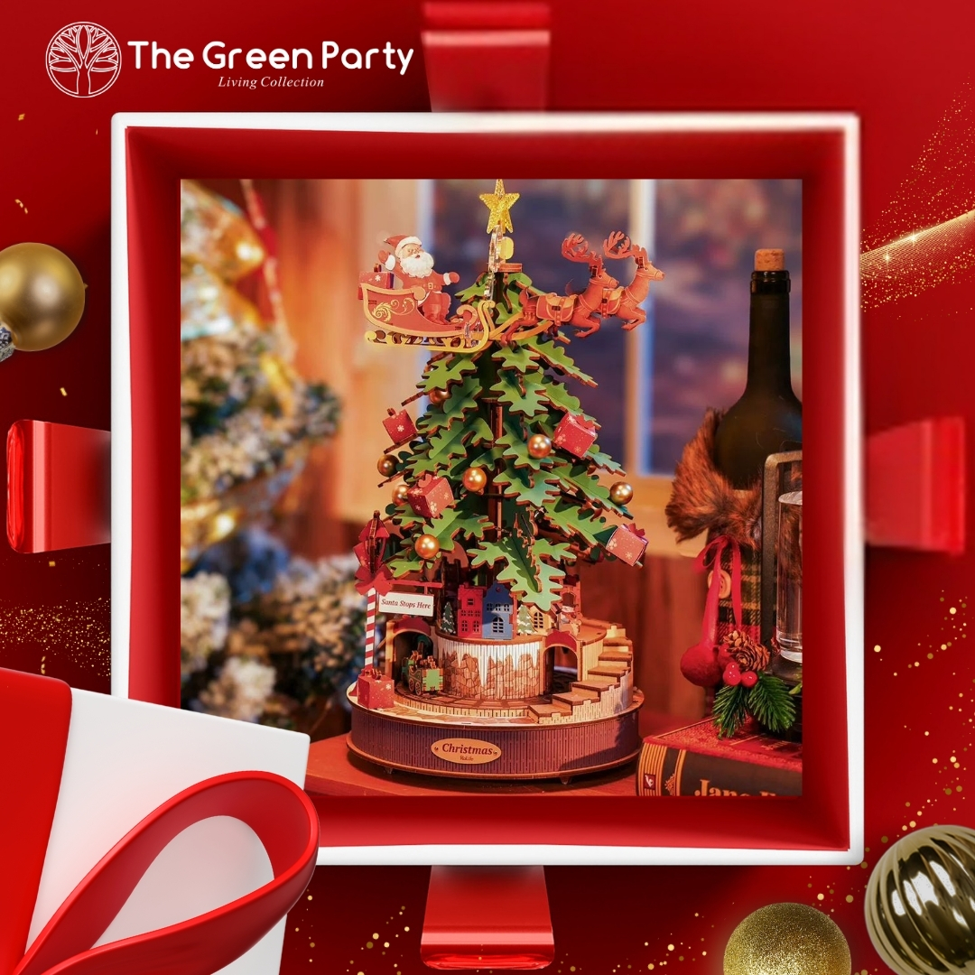 A festive display of Christmas decorations at The Green Party