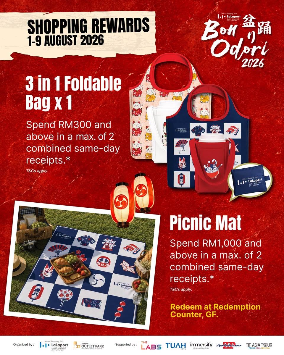 3-in-1 Foldable Bag and Picnic Mat rewards at LaLaport Bon Odori 2026
