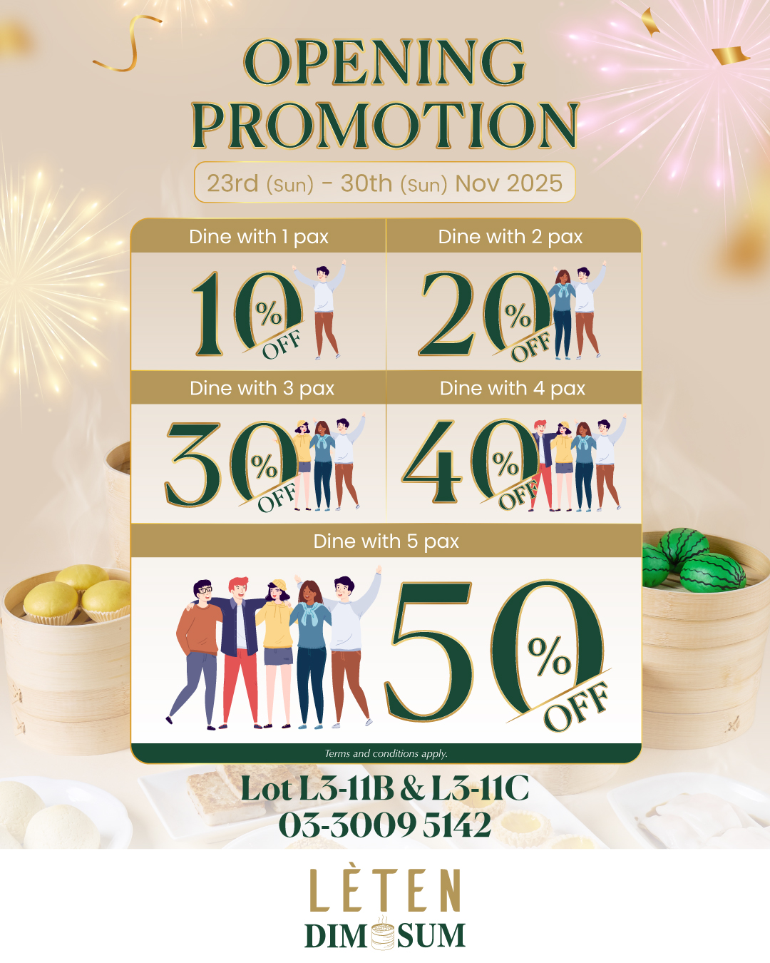 A beautifully presented selection of dim sum dishes from LèTen, ready to be enjoyed.