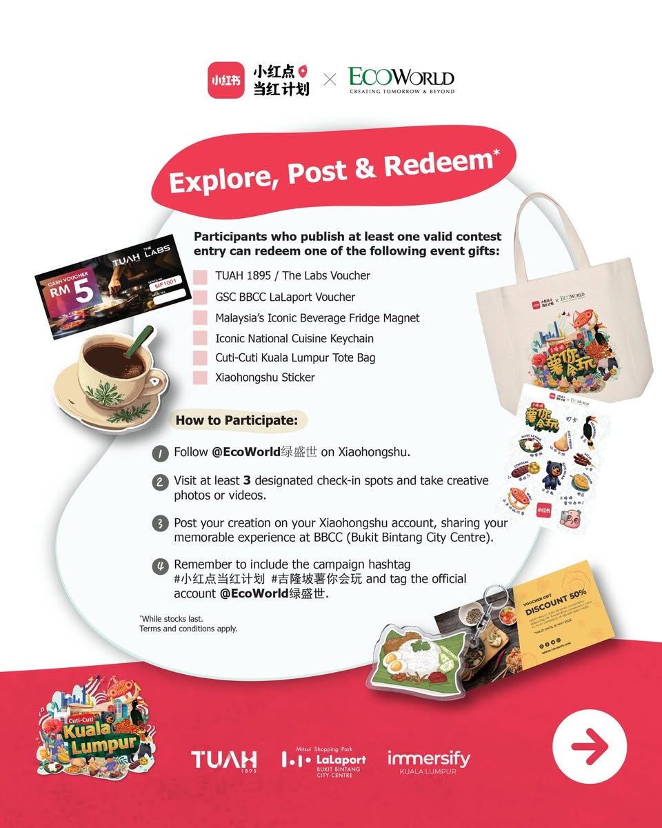 The event venue, possibly BBCC KL or LaLaport, decorated for the Xiaohongshu event.