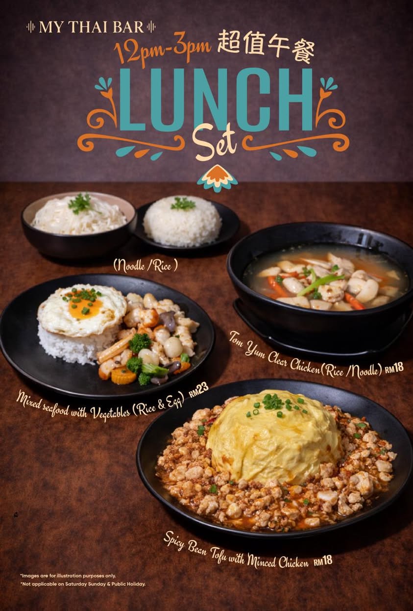 A delicious spread of authentic Thai lunch dishes