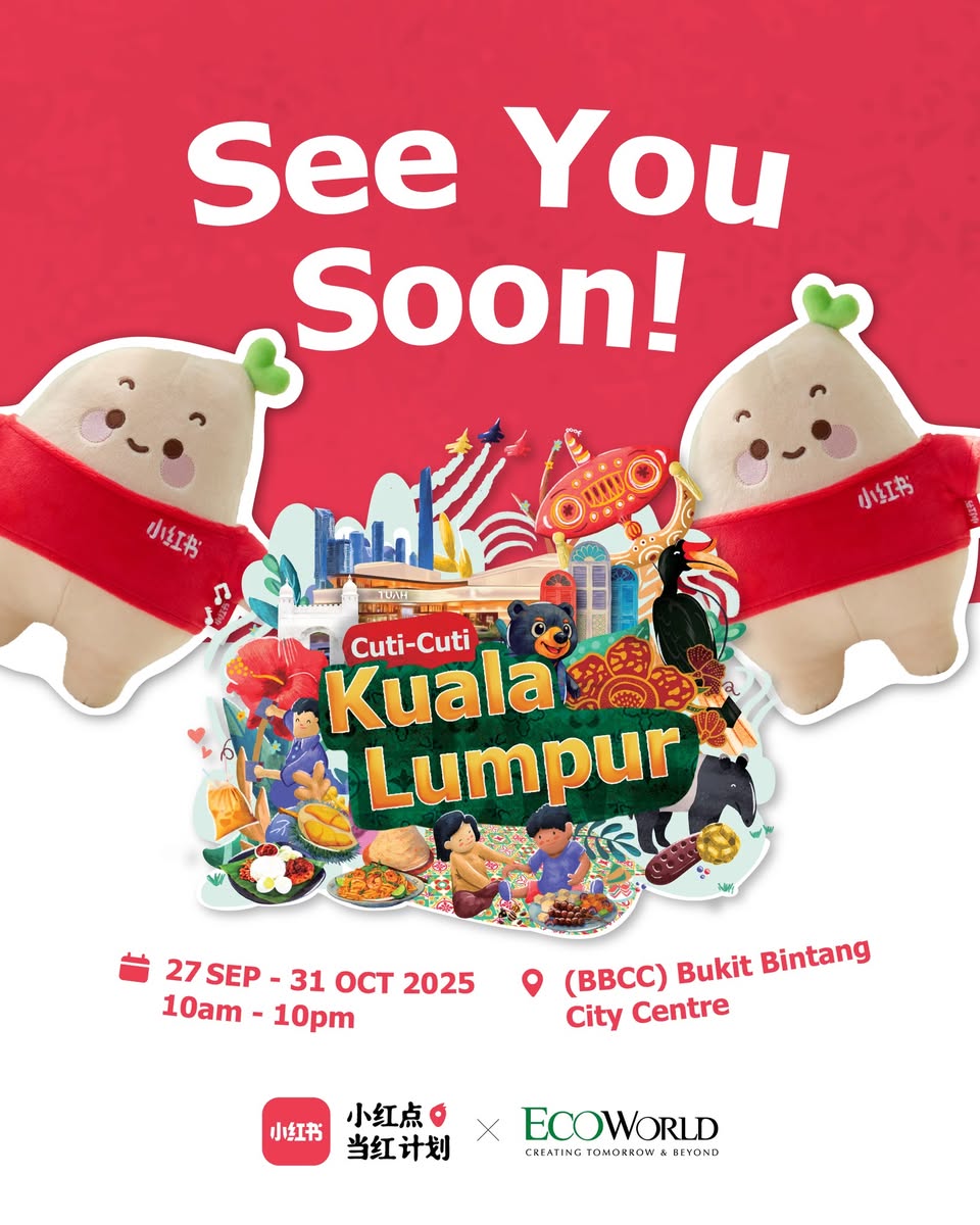 A vibrant graphic announcing the Xiaohongshu Red Dot Event Cuti-Cuti Kuala Lumpur.