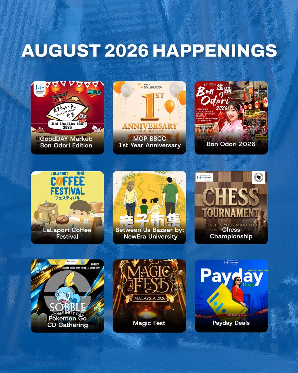 August 2026 Happenings overview at LaLaport BBCC