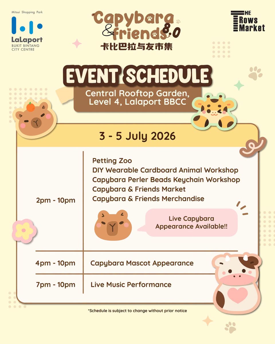 Capybara and Friends 8.0 activity schedule
