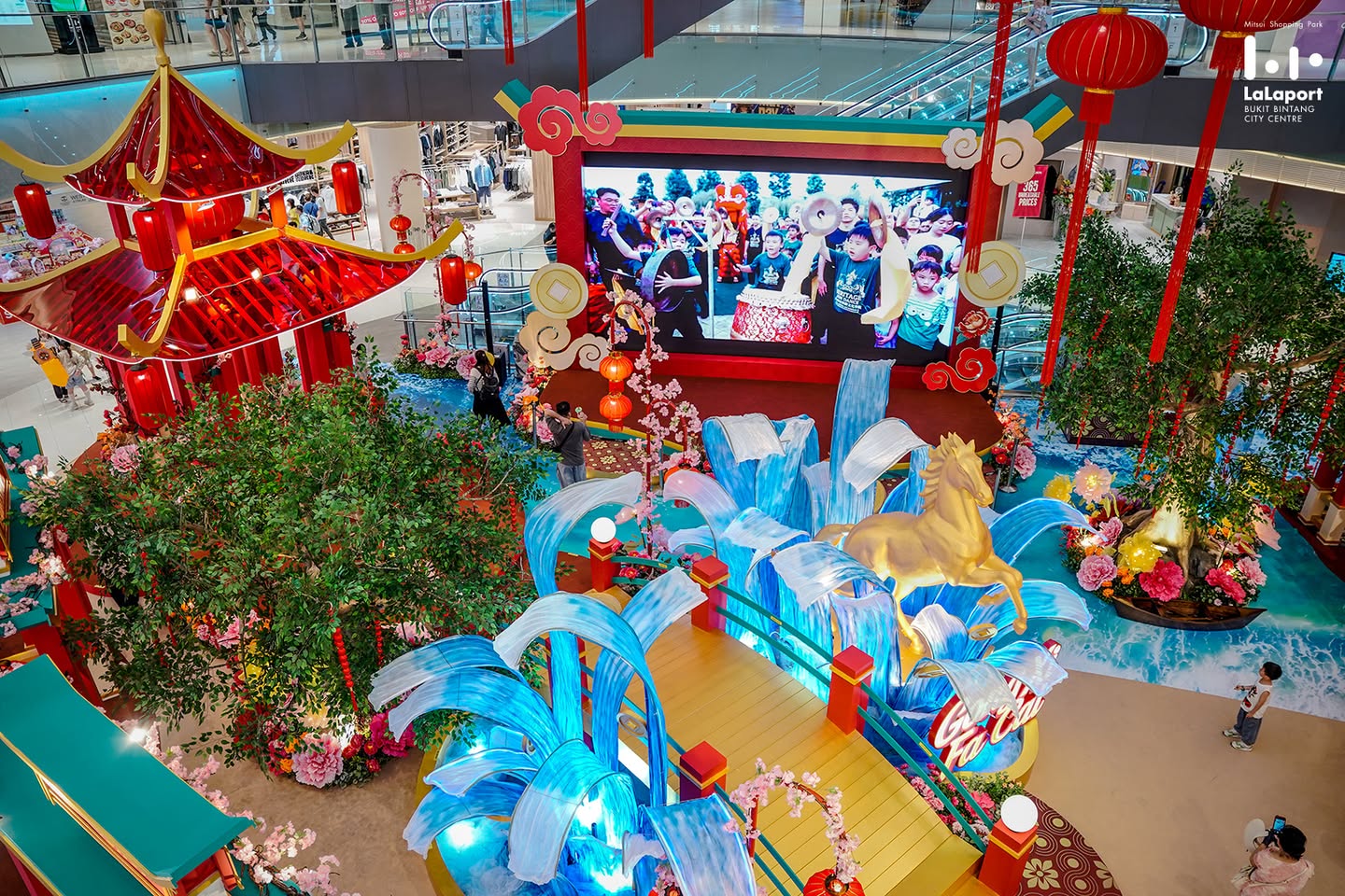 Shoppers enjoying the Lunar New Year atmosphere