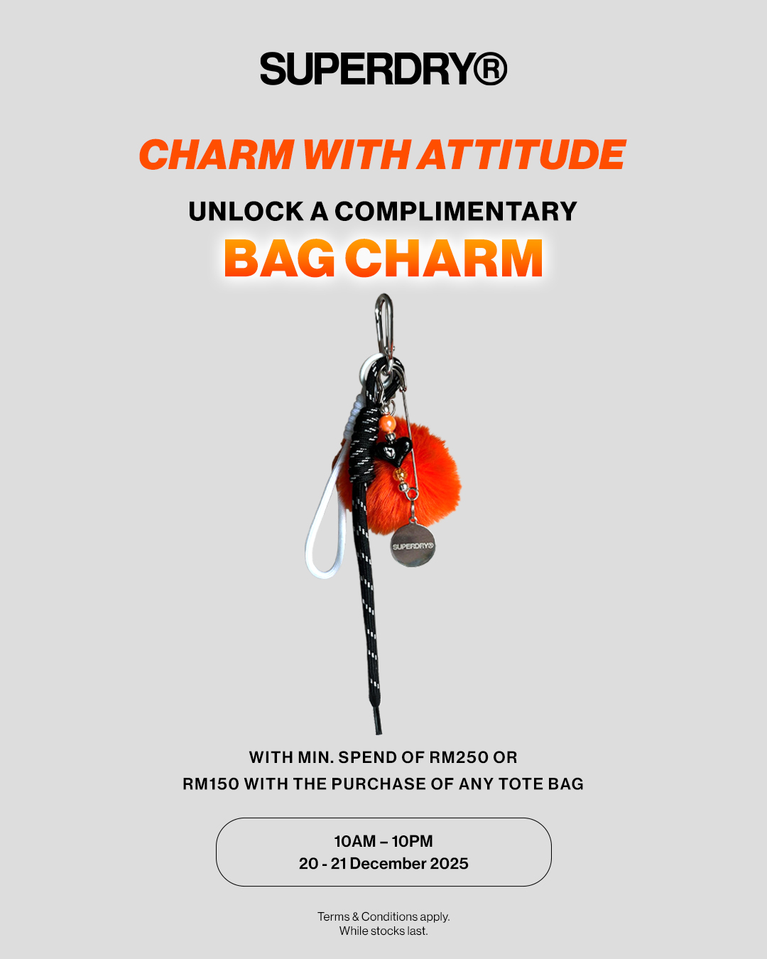 Superdry complimentary bag charm promotion