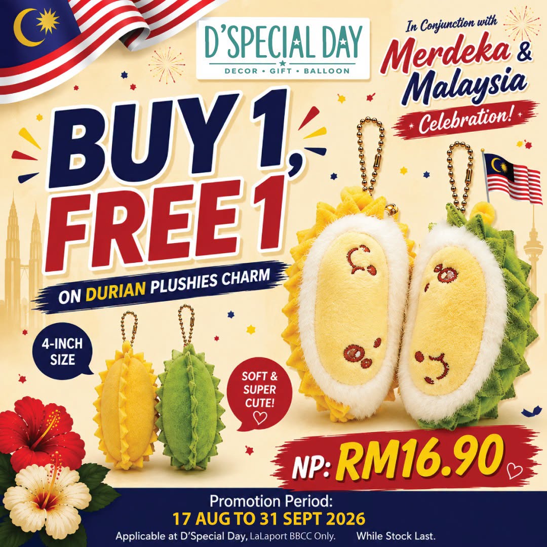 Durian Plushie Charms Buy 1 Free 1 promotion at D Special Day Lalaport BBCC