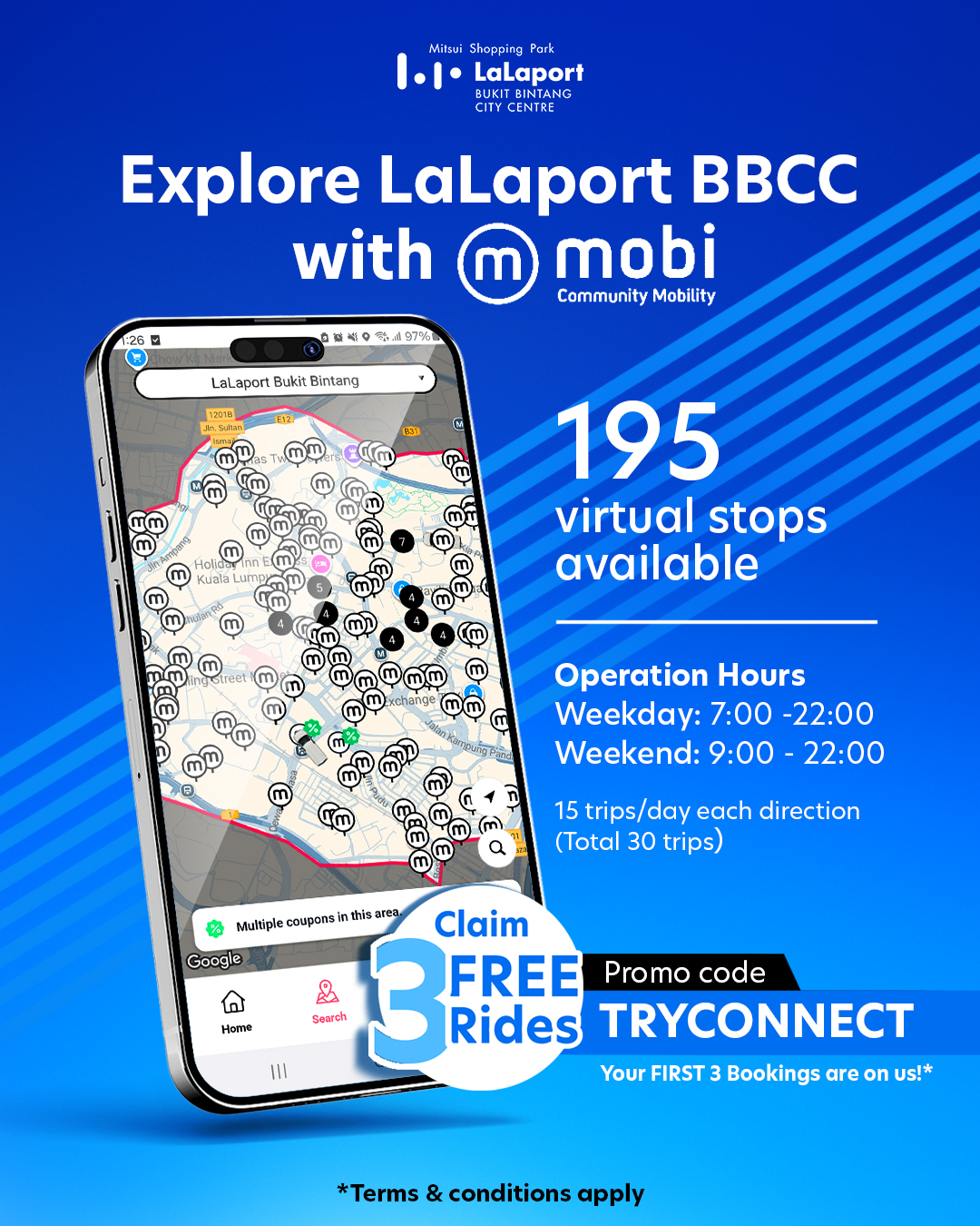 Mobi on-demand transport serving LaLaport BBCC shopping mall