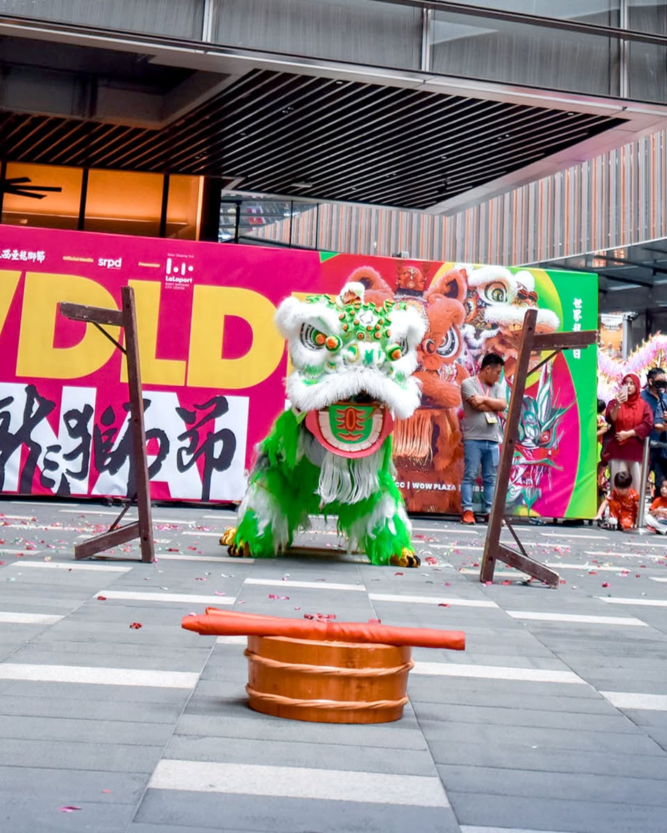 Acrobatic lion dance performance at WoW Plaza