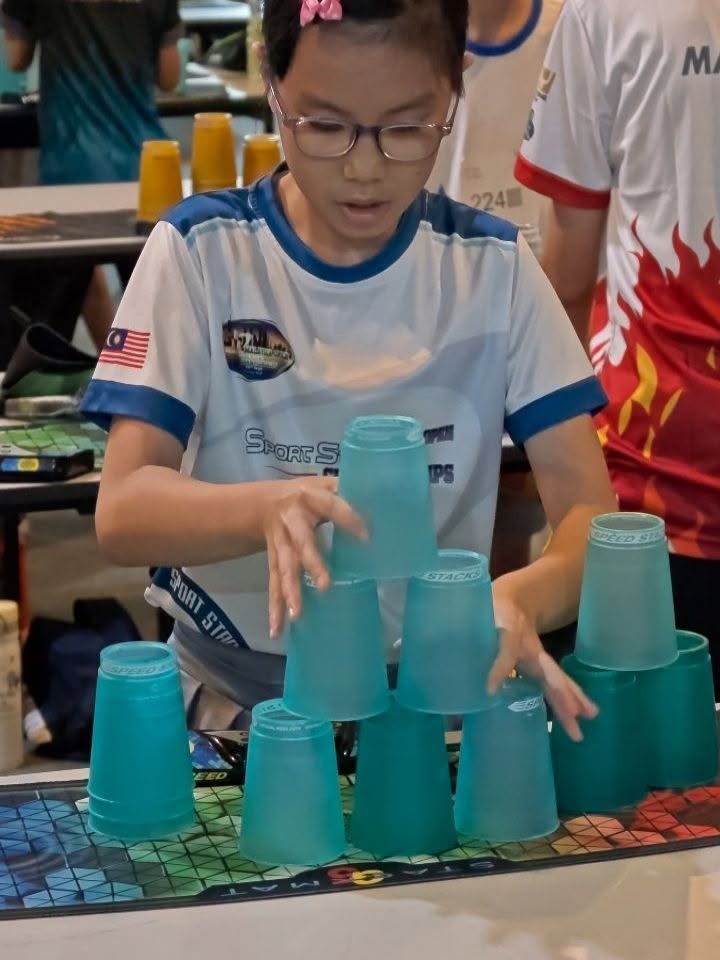 Sport stacking competition mats and cups