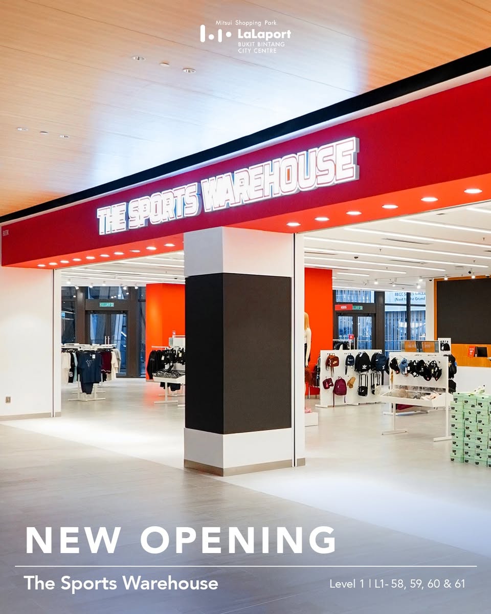 A vibrant display of sports apparel at The Sports Warehouse, showcasing diverse options.