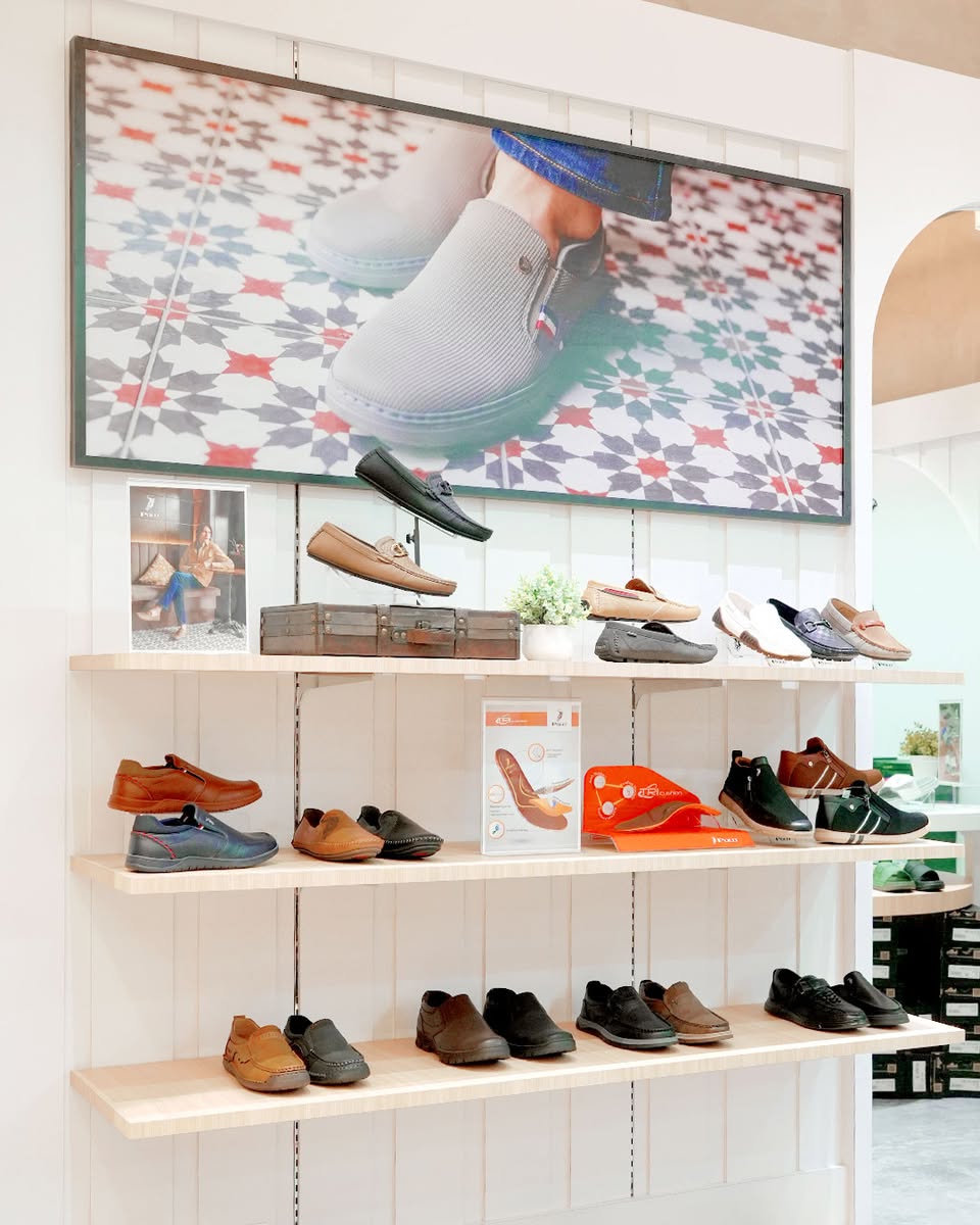 Seasonal footwear styles on display