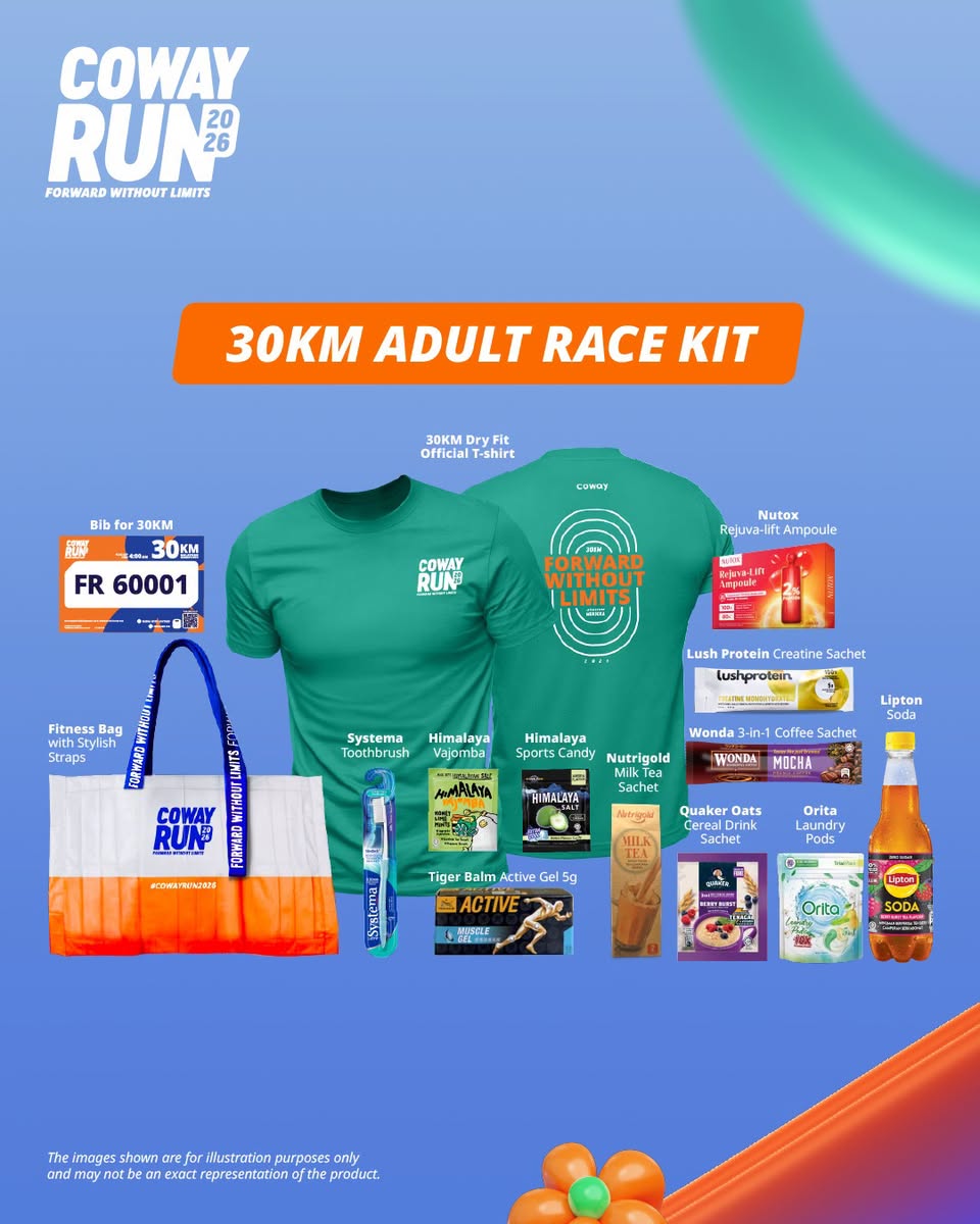 Coway Run 2026 30KM Adult Race Kit contents