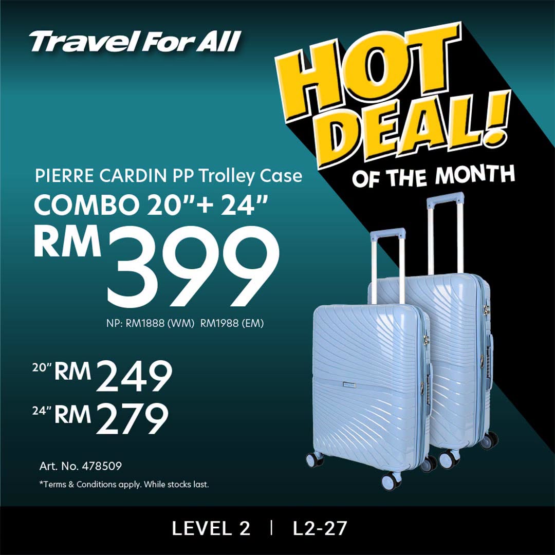 Pierre Cardin PP Trolley Case combo set promotion at Travel For All Lalaport BBCC