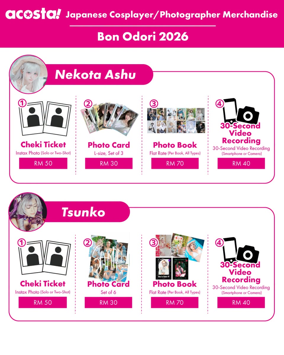 Nekota Ashu and Tsunko merchandise prices